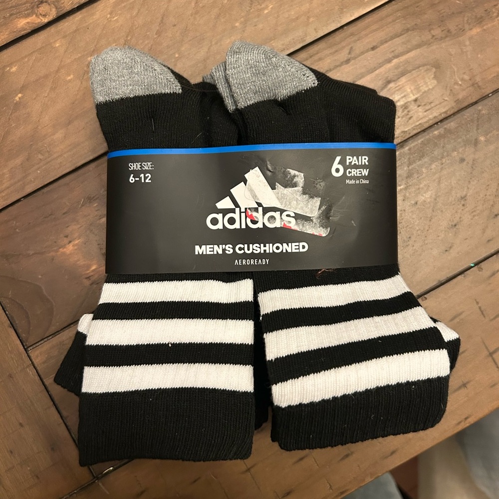 Adidas Men's Cushioned Crew Socks - Black and White